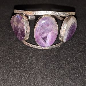 Large Amethyst and .925 sterling silver bracelet